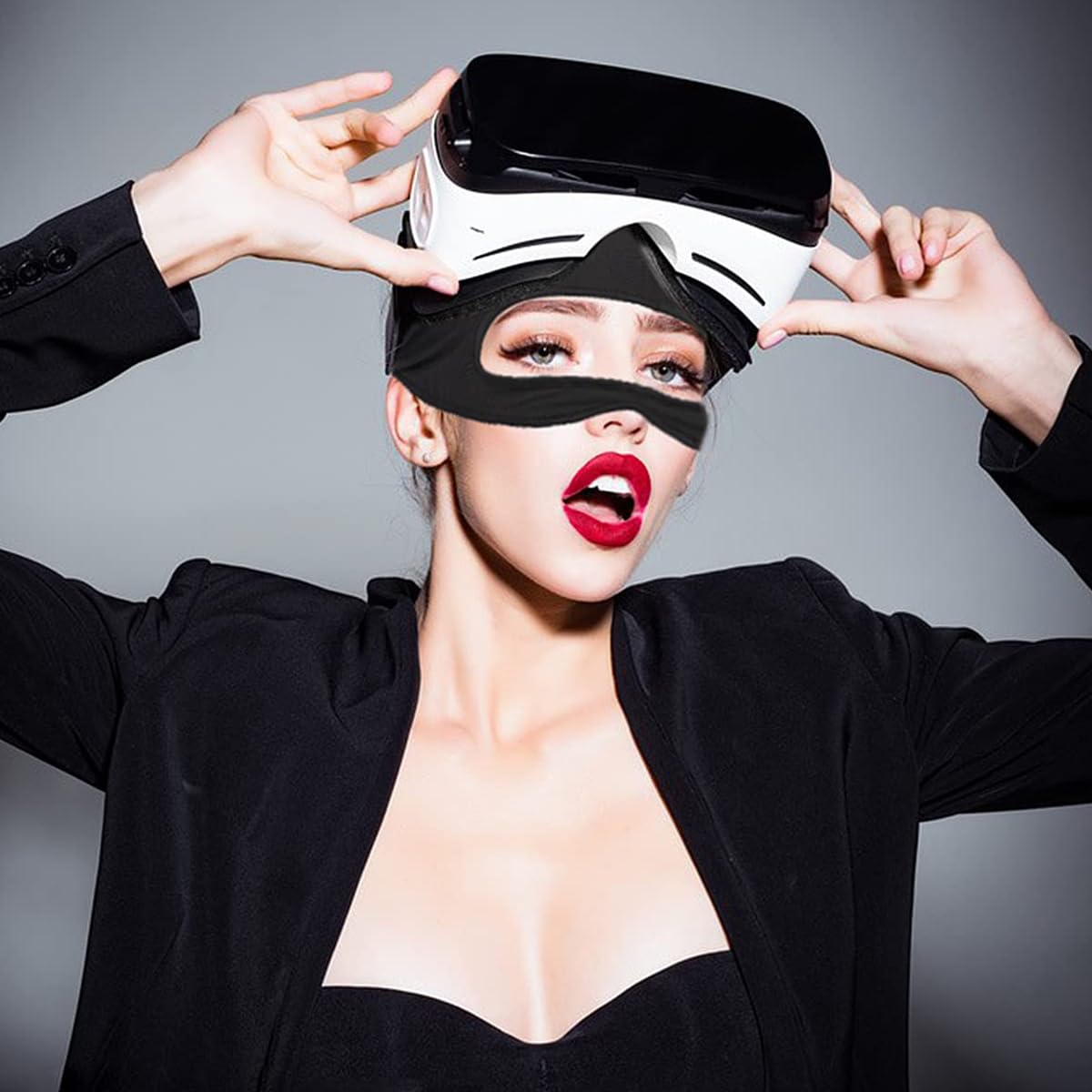 Masque pour Oculus Quest 2, VR Face Cover avec Sangle Élastique Anti-Transpiration pour PS VR2/Meta Quest Pro/Meta Quest 2/HTC Vive - Noir