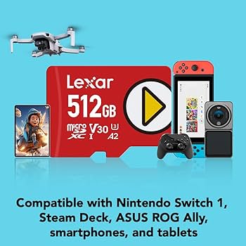 Amazon.com: Lexar 512GB PLAY micro SD Card, UHS-I, C10, U3, V30