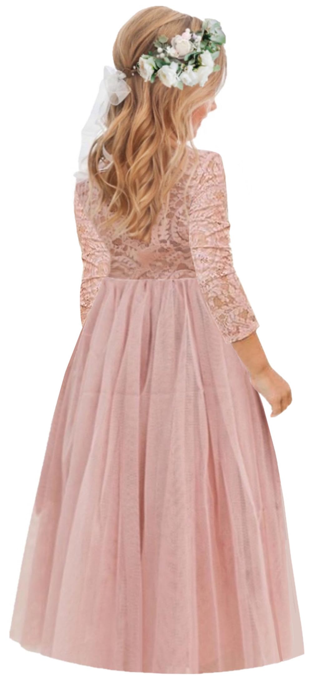 2Bunnies Girl Paisley Lace Back A-Line Straight Tutu Tulle Party Flower Girl Dress