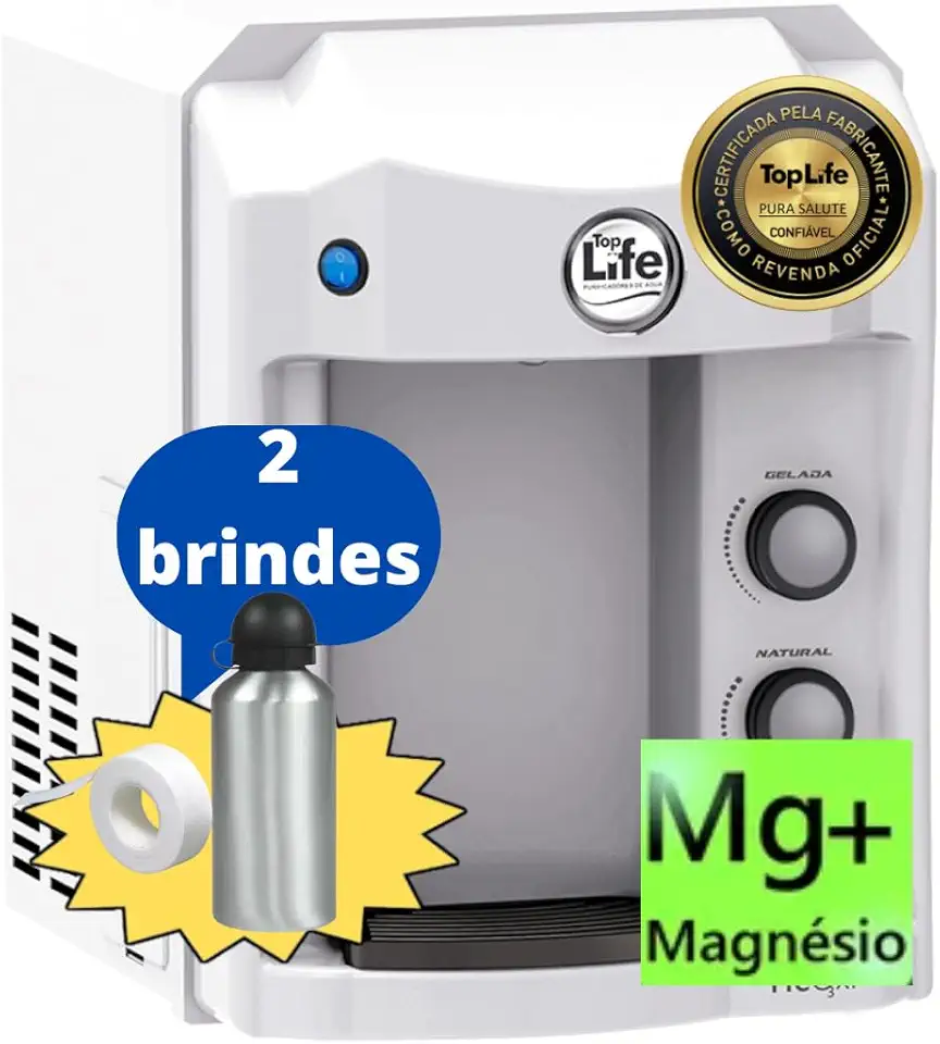 Filtro Purificador Água Gelada e Natural Super Alcalina Ionizada e com Ozônio adição sais minerais e Magnésio Mg+ (110, Branco)