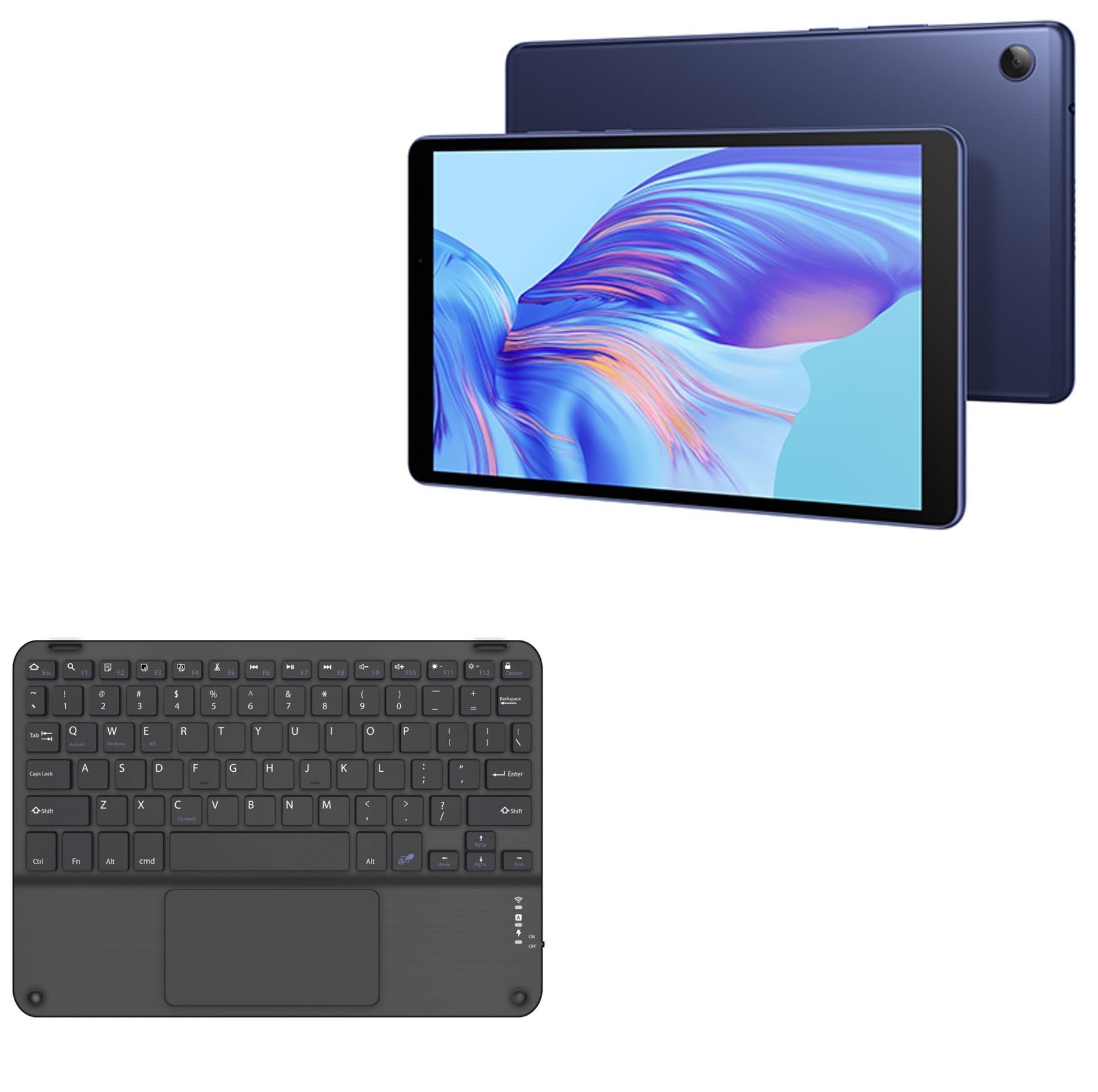 BoxWave Keyboard Compatible with Honor Tablet X7 - SlimKeys Bluetooth Keyboard with Trackpad, Portable Slim TouchPad - Jet Black