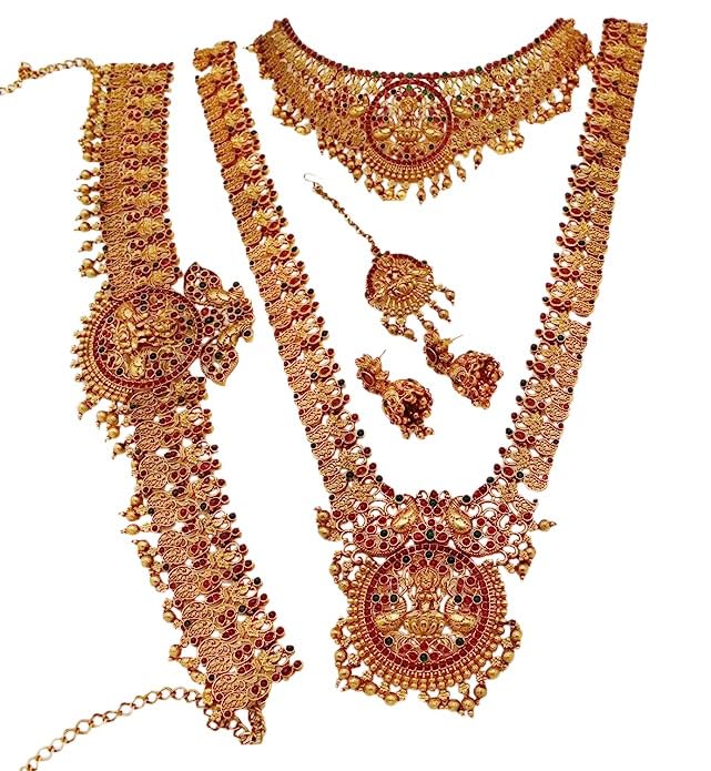 Nagneshi Art Nagneshi Plated Pearl Choker Necklace Set For Women,Matte Finish Bridal Jewellery Set,Wedding Collection Necklace Earring,For Women-2 Neckless,1 Pair Earring,1 Maang Tikka,1 Kamarband (B0BV3DJLXM) Amazon Price History, Amazon Price Tracker