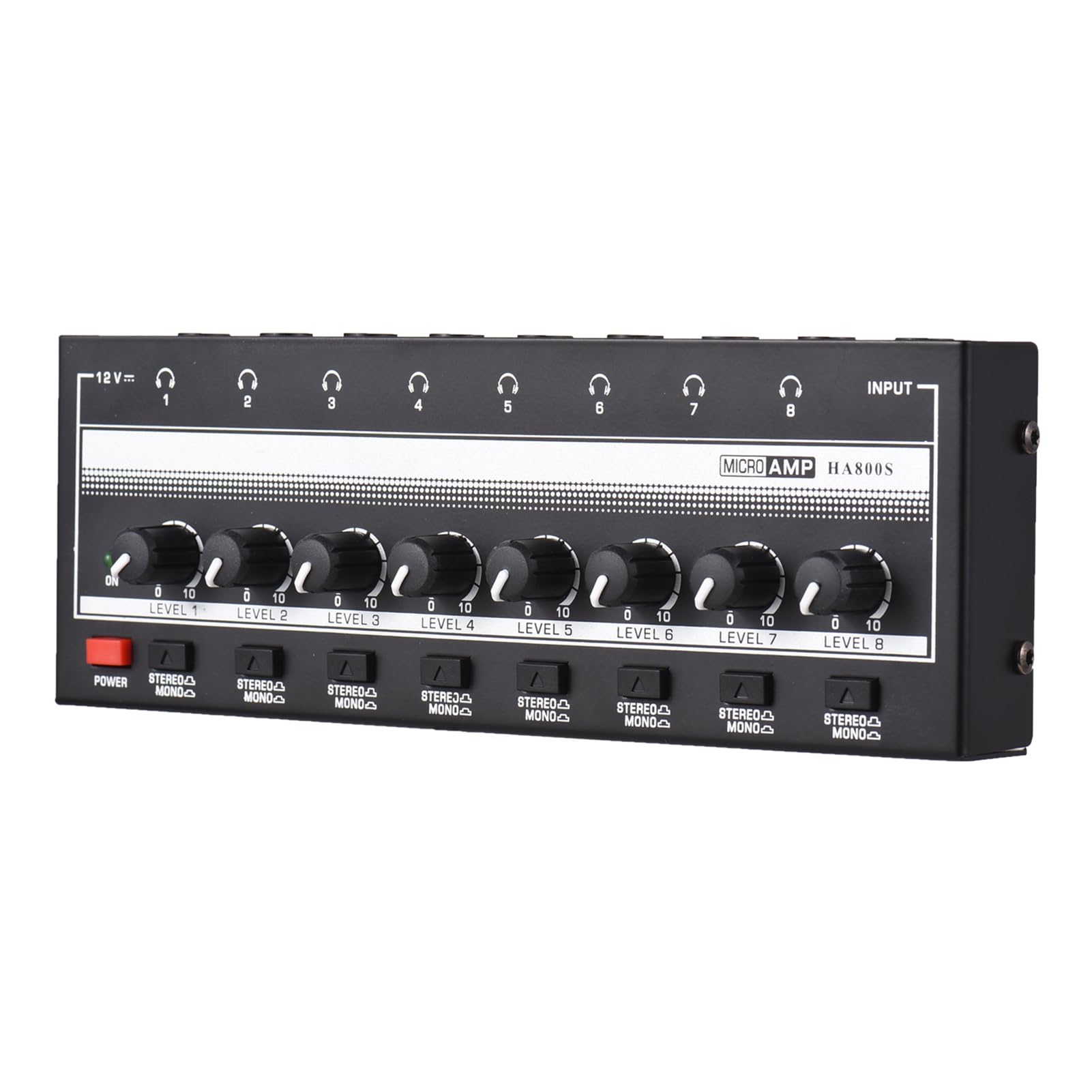 HUIOP HA800S Amplificador de auriculares 8 canales Mono/Estéreo Metal Estéreo Amplificadores de auriculares Amplificador de audio. Mini amplificador de audio estéreo de 8 canales ultracompacto. con,am