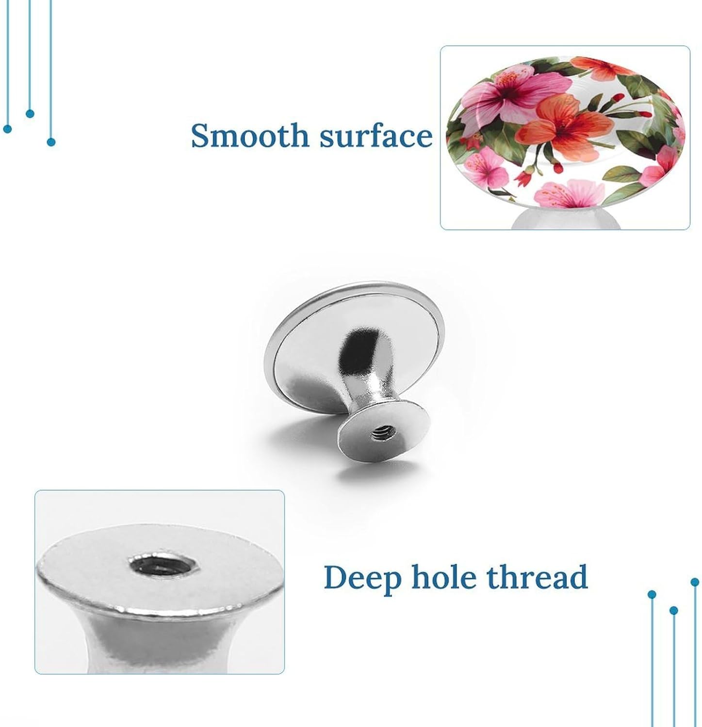 Cabinet Handles Round Drawer Pulls Hawaiian Flower Print Dresser Knobs for Cabinets and Drawers Handle Kitchen Cabinet Pulls for Bathroom Cupboard Drawers Cabinet Pulls for Kitchen Door