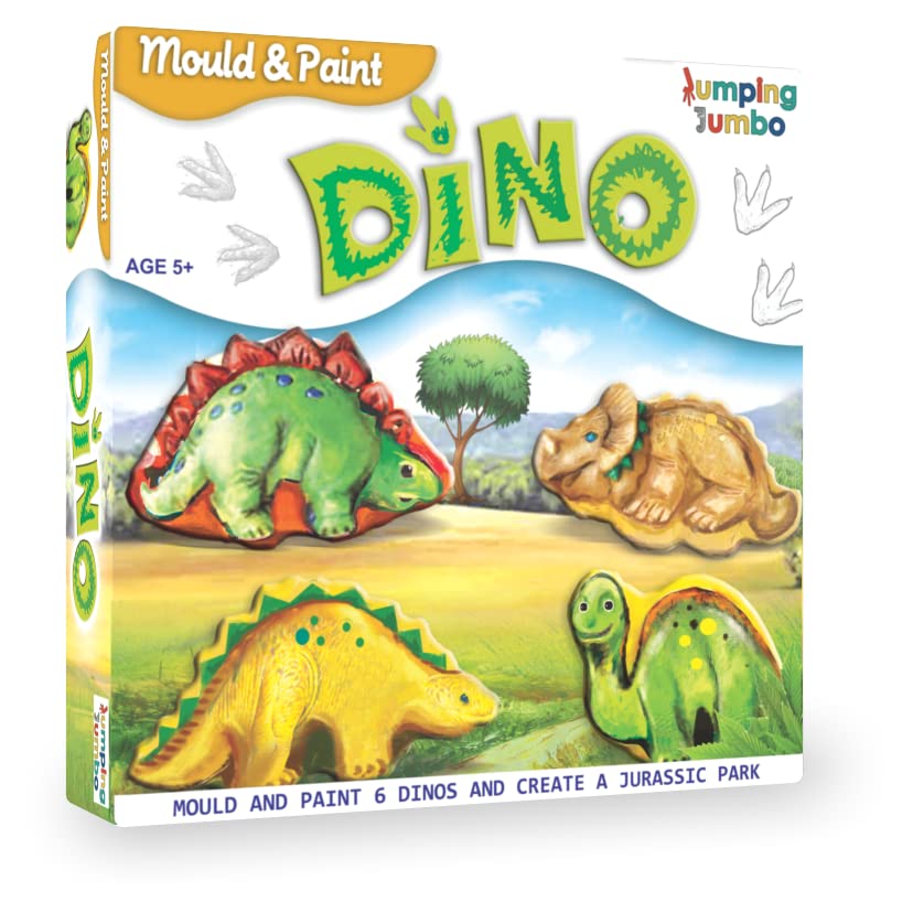 Jumping Jumbo Mould & Paint Dinosaurs, Learning Activity Games, DIY Toys, DIY Craft Kit, Kids Activity for 5 Years & Above, Arts and Craft Kit for Kids, First Modelling, Gift for Boys and Girls.