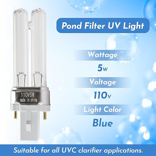 Miniatura 3 de ANTOBLE Lámpara de repuesto UVC de 5 W, filtro de estanque, compatible con bomba y filtro de estanque 5 en 1 Pennington Aquagarden Inpond 5 en 1,