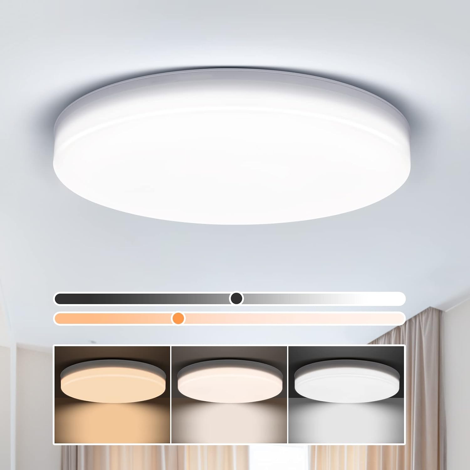 LED Ceiling Light Dimmable, OOWOLF 30W 30006500K Round Ceiling Lights