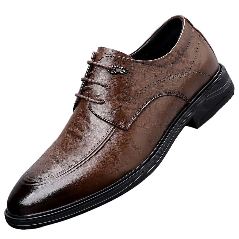 Men's Leather Dress Shoes Non-Slip Casual Business Work Formal Scale Pattern Comfort Derby Oxford Shoes