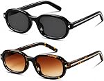 Lunettes de soleil rectangulaires rétro pour femmes – 90s Lunettes de soleil Vintage Slim Square Small Frame Fashion avec UV400 Protection