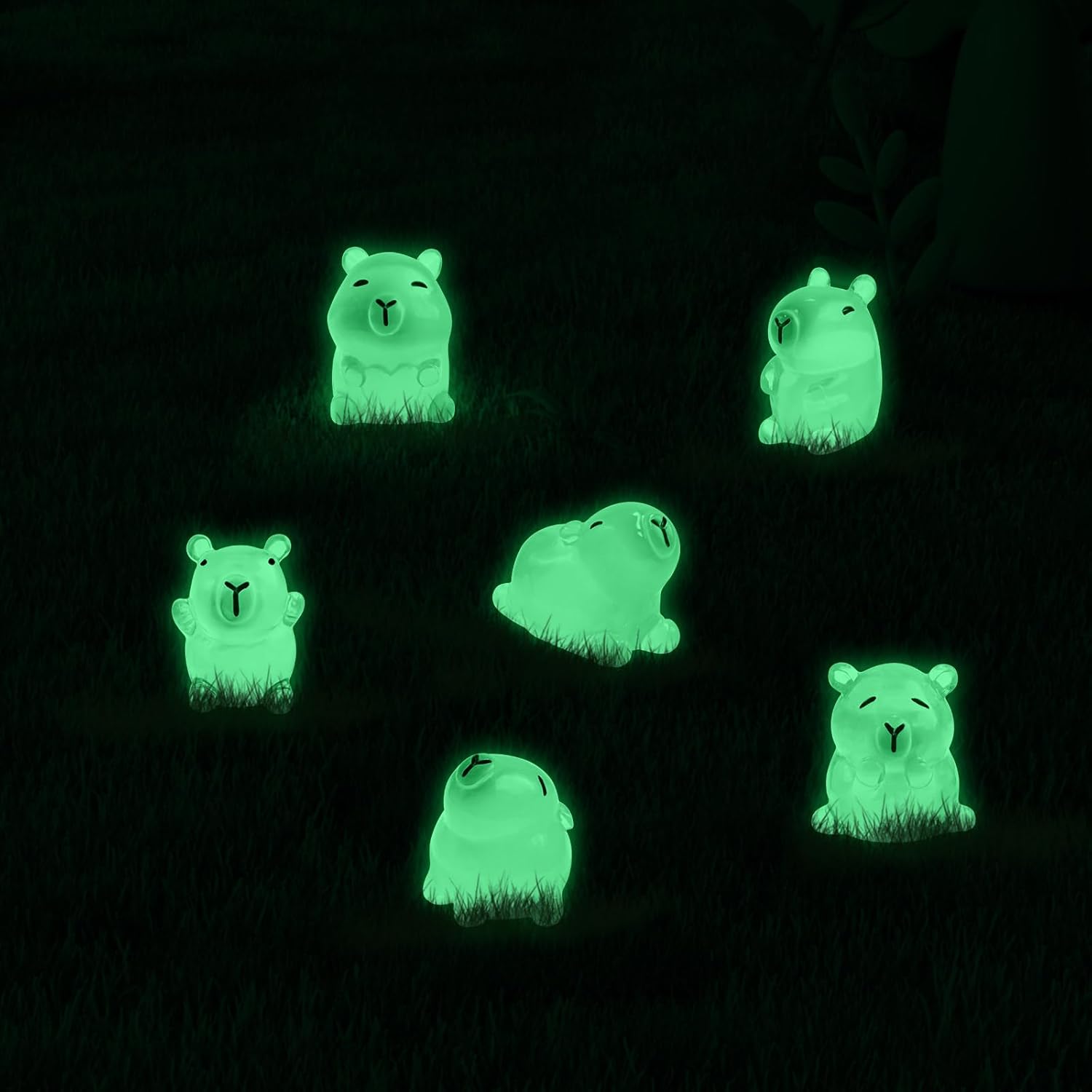 Luminous Mini Capybara Figurines 24 Pieces Colorful Tiny Capybara for Dollhouse Miniatures Car Dashboard Fairy Garden Capybara Birthday Decorations