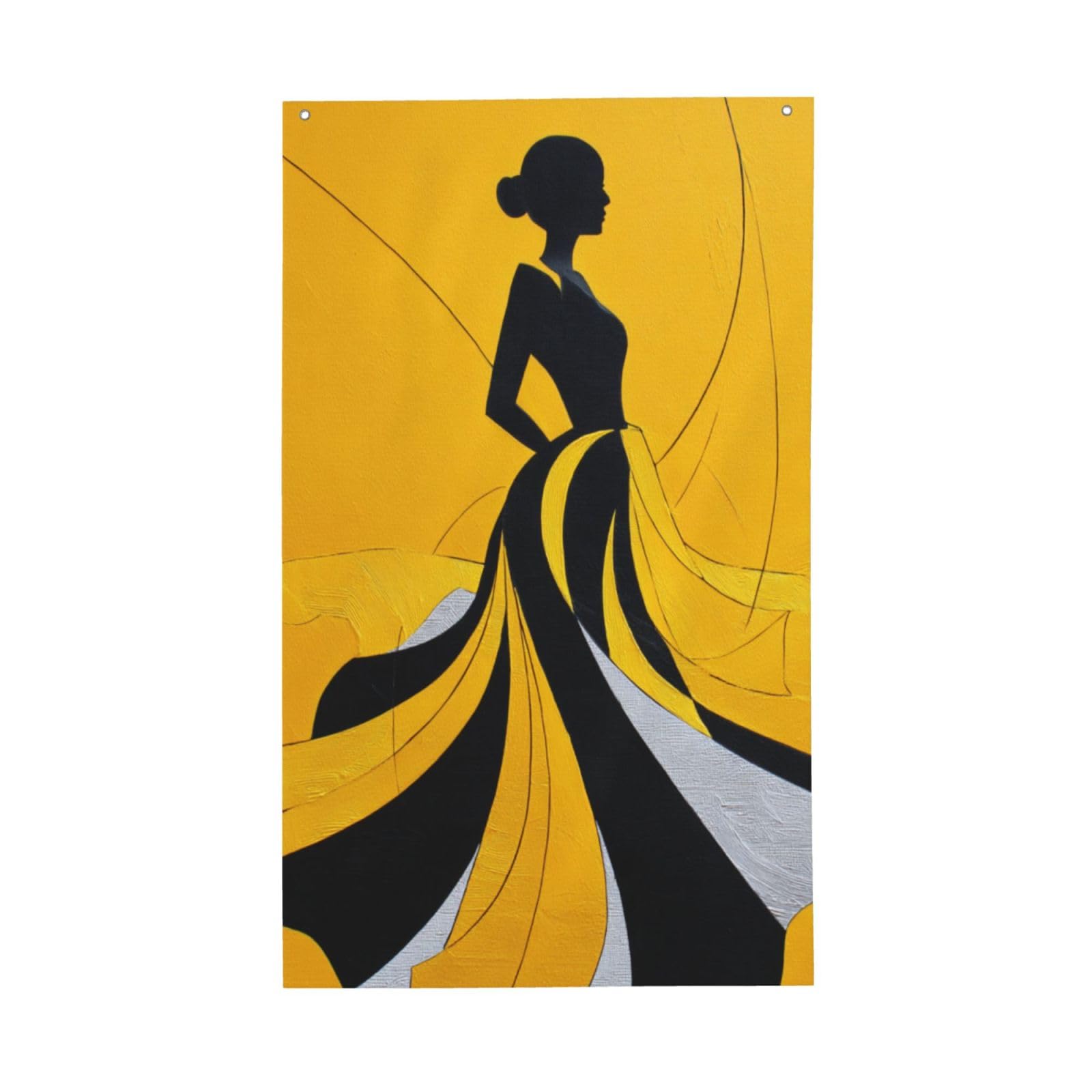 Woman Silhouette Yellow Aesthetic Yard House Flags,3x5 Ft Season Greeting Banner With Grommets Indoor Outdoor Party Home Decorations