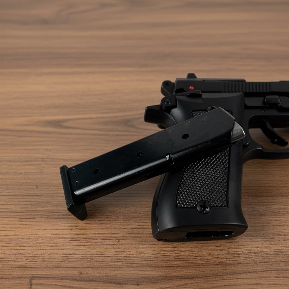 Pistola a Salve Mod. 85 9mm Top Firing, Segnalatore Acustico Scacciacani/Addestramento, Nera - Kit con Olio Ballistol incluso