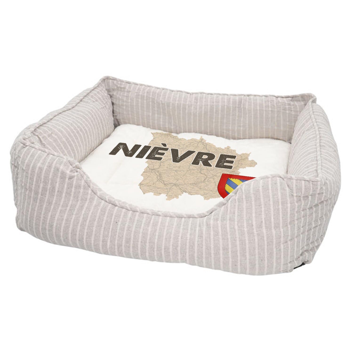 Panier pour chien et chat Nièvre 58 exclusif, lit déco vintage et moelleux imprimé en France