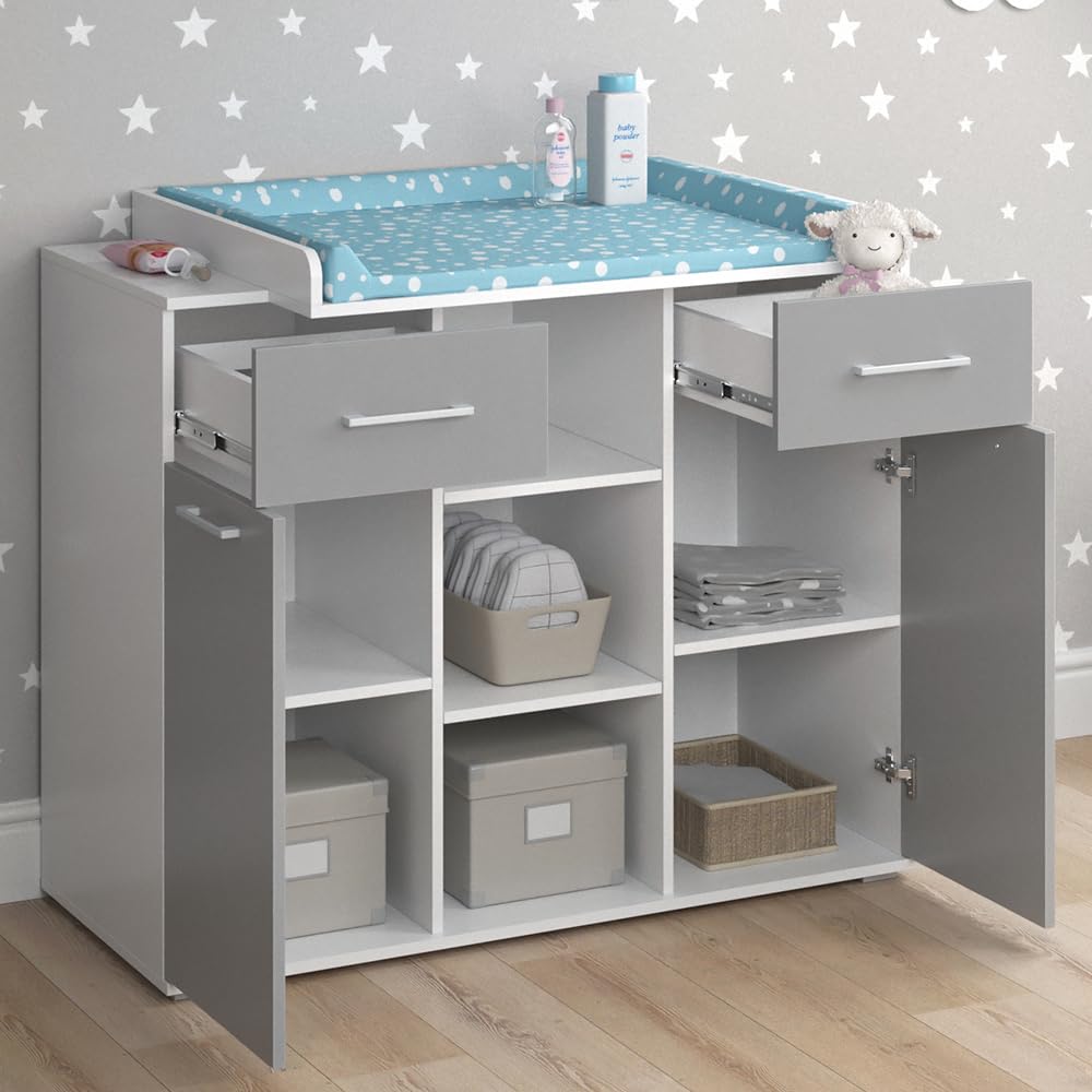 Vicco Fasciatoio Leonie, Grigio, 113 x 109 cm | con fasciatoio rimovibile per l'utilizzo come cassettiera