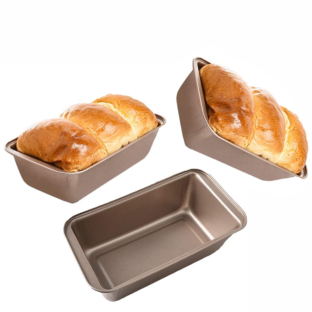 Baannaww Premium 3 Pack 25x13x6.5cm Non-Stick Loaf Pans for Homemade Bread, Cakes Pound Cake, Dessert Loaves, Pastries, Family Baking Oven and Dishwasher Safe Durable Steel