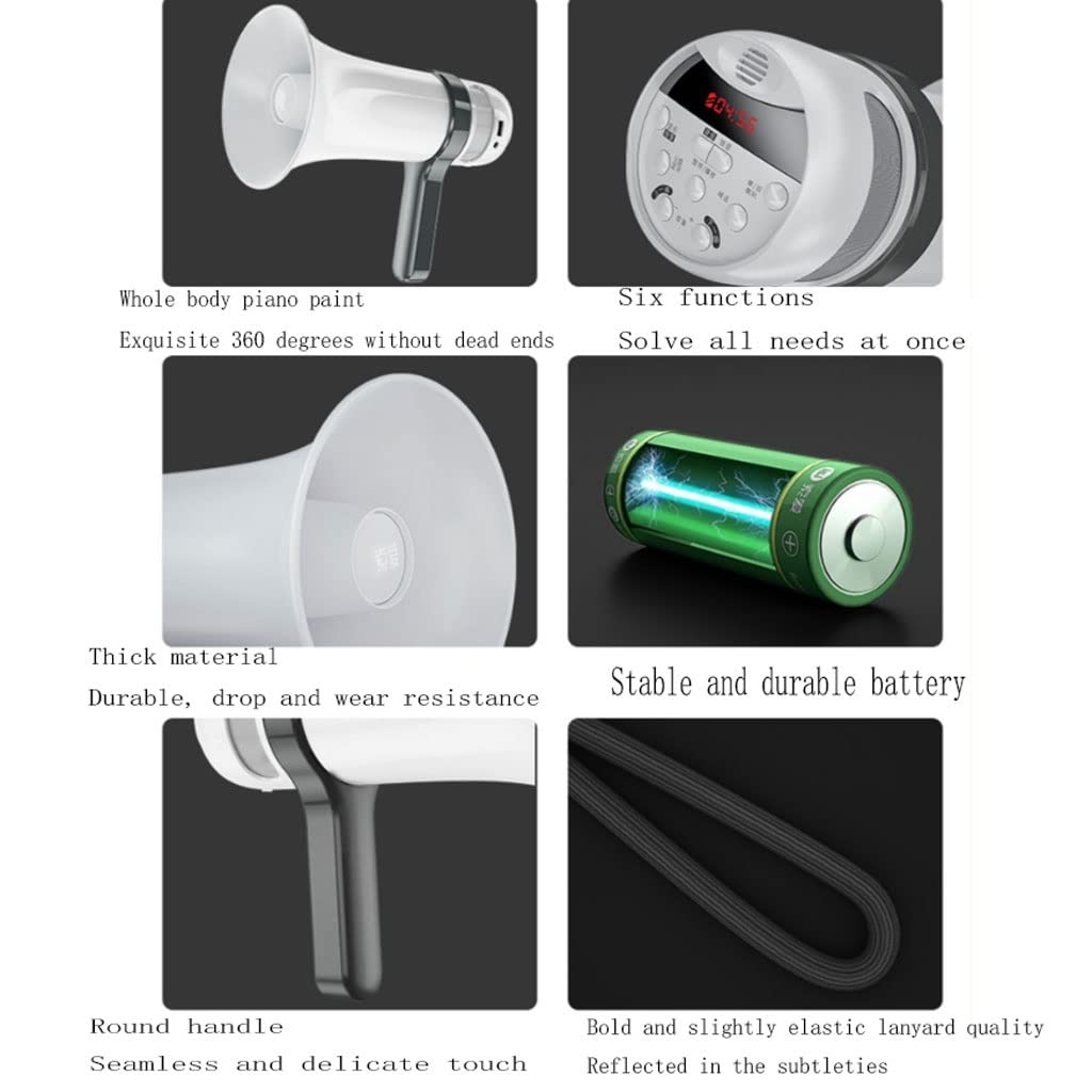 Le haut-parleur portable est très léger LED Mégaphone d'affichage de l'alimentation, amplificateur vocal rechargeable portable portable haut-parleurs doubles avec contrôle de volume réglable Convient