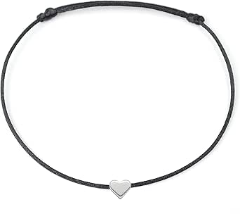 Selfmade Jewelry Fußkettchen Damen Silber Herz Größenverstellbares Fußbändchen mit Herzchen Inkl. Geschenk-Verpackung