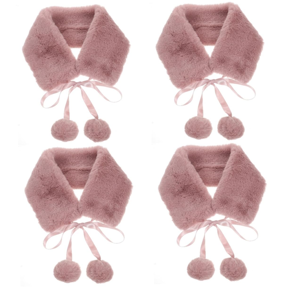 Didiseaon 5 Uds Bufanda De Felpa Cuello De Piel Sintética Bufanda Rosa De Piel Cuello Desmontable Bufanda De Piel Sintética Cuello De Piel De Conejo Sintético Bufandas Para Mujer Elegante
