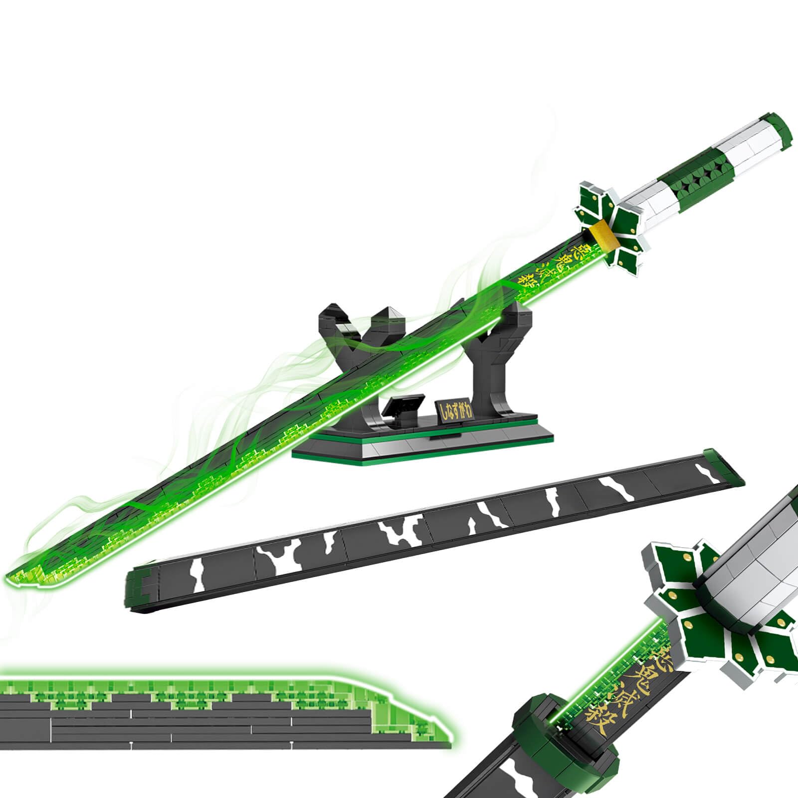 HIGH GODOHIGH GODO Demon Anime Sword Building Set, 39in Sanemi Sword Building Block with Scabbard and Stand, Anime Katana Sword Set, Collectible Gifts Toys for Adults Kids 8+ (710 PCS)