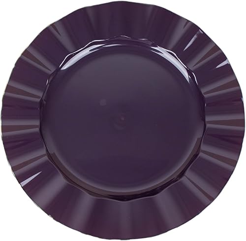 Miniatura 7 de Efavormart - Paquete de 10 platos redondos de plástico para ensalada de postre de 9 pulgadas, platos desechables con borde ondulado dorado para