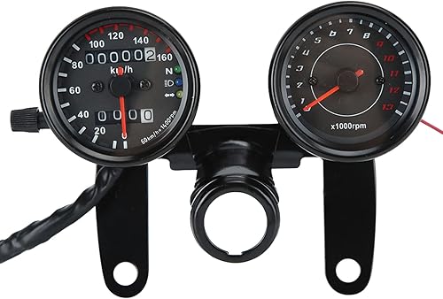 Tomotato Cuentakilómetros de motocicleta, velocímetro universal para motocicleta, medidor de odómetro dual con retroiluminación retro modificado,