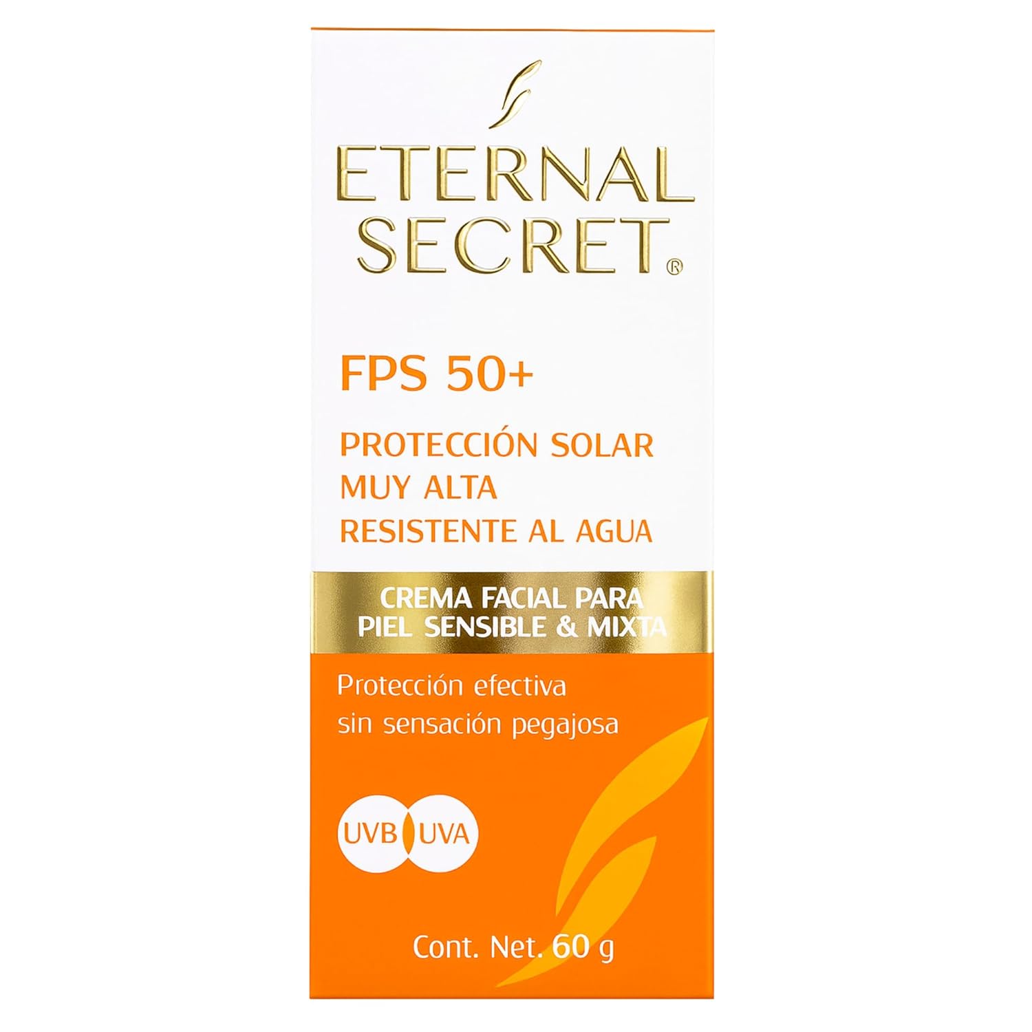 Protetor solar Eternal Secret de alta proteção para rosto – FPS 50+ água, textura não pegajosa, 60 g – Bloqueador Facial/Corporal Eternal Secret FPS 50+ 60 g