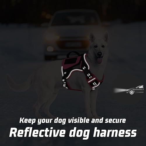 Miniatura 3 de WINGOIN Arnés táctico para perros pequeños, arnés antitirones con asa, 2 bolsillos, chaleco reflectante para perro, hebilla de metal, arnés