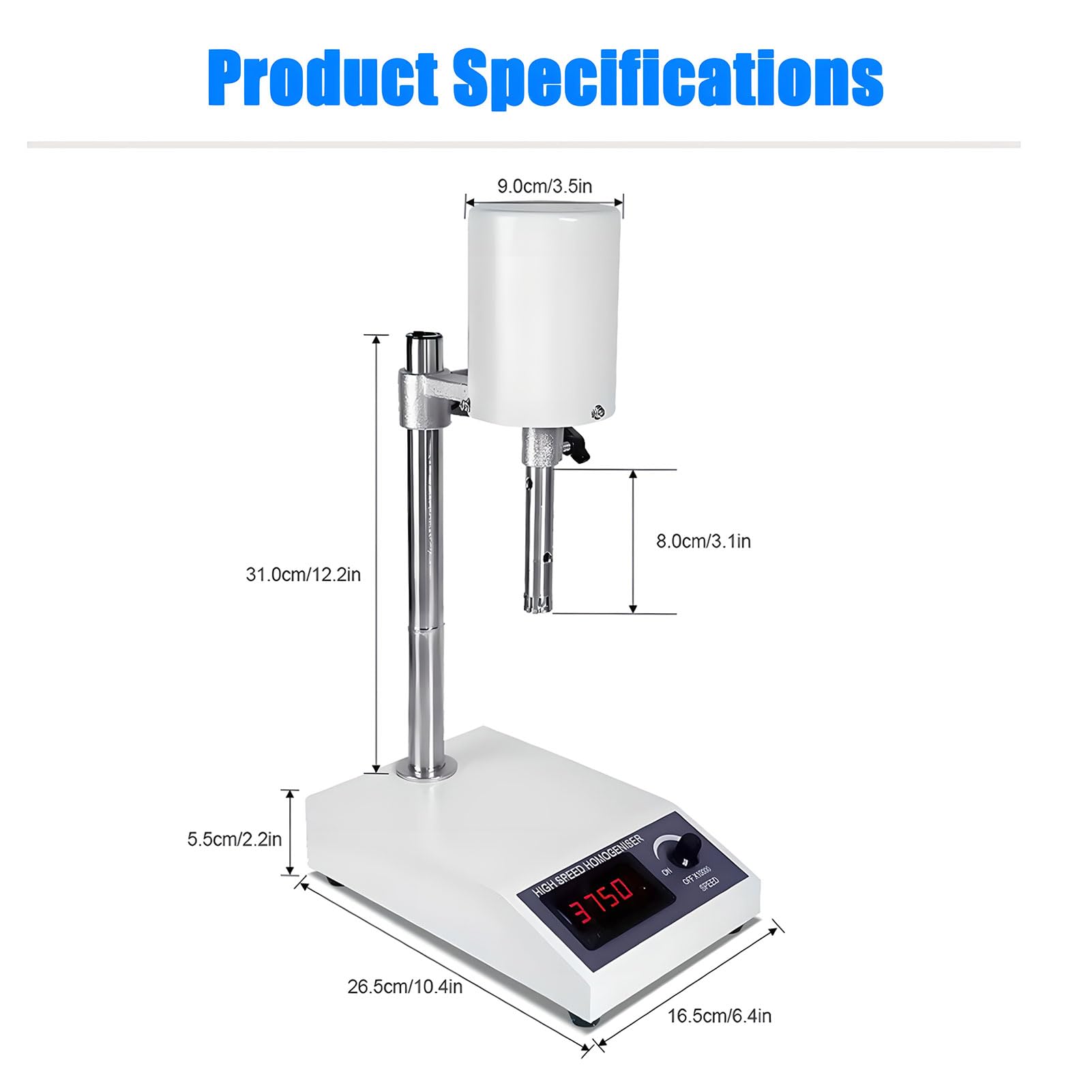 Emulsionante De Dispersión De Laboratorio, Homogeneizador De Alta Velocidad Con 2 Cabezas, Pantalla Digital, Velocidad Ajustable 8000-22000 Rpm, Para Emulsificación De Dispersión De Laboratorio
