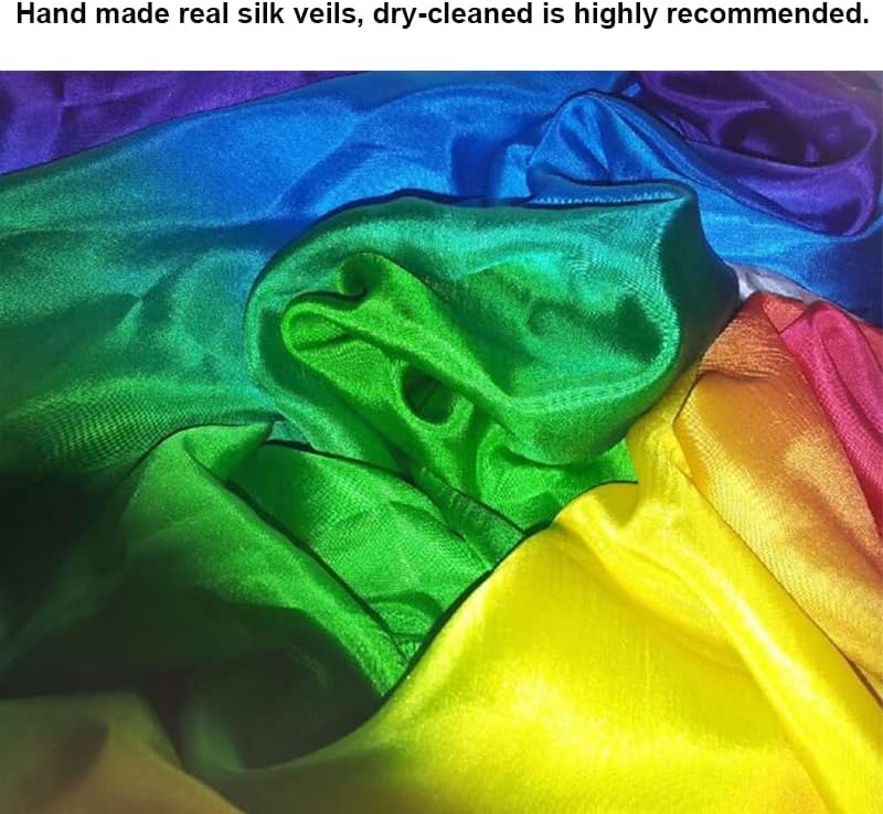 Nimiman Women 100% Real Silk Belly Dance Veils Dancing Hand Scarves Gradual Color Adult Size - Image 5