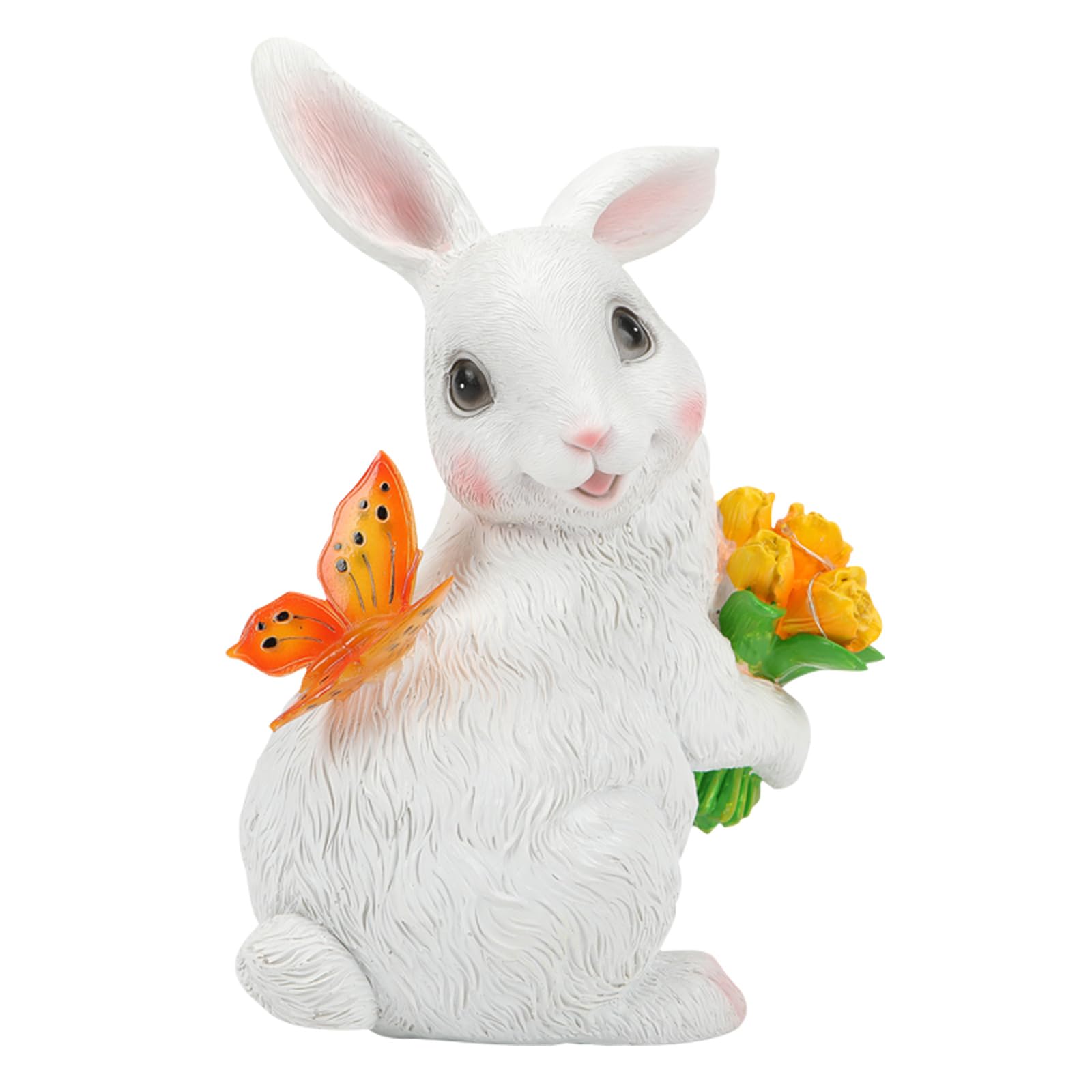 Solar Garden Statue Yard Decoration for Patio Balcony Lawn Ornament Rabbit Figurine Outdoor Bunny Statue Unique Housewarming Birthday Gifts for Women (White)