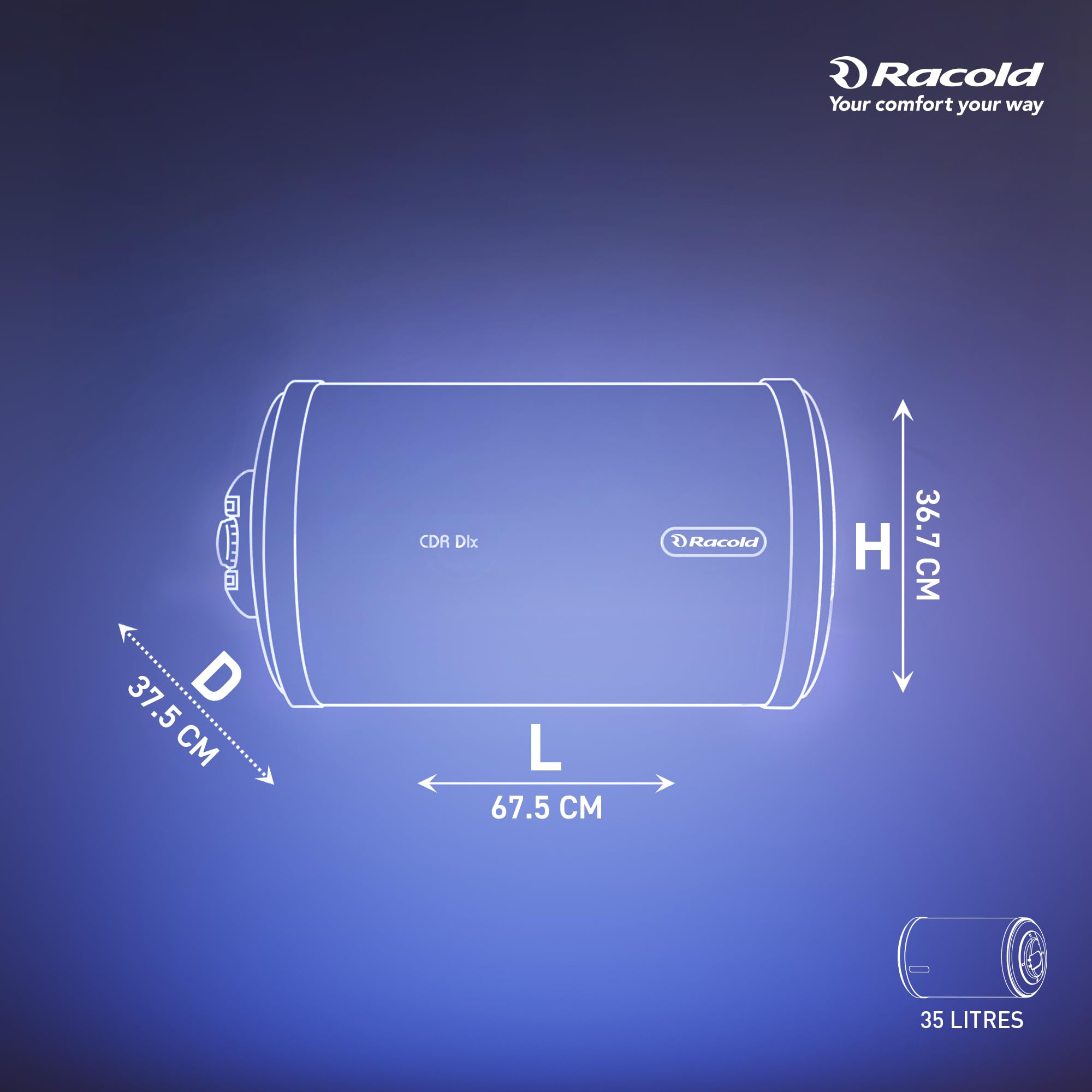 Racold CDR DLX 35L Geyser - Corrosion Resistant & Free Install -5