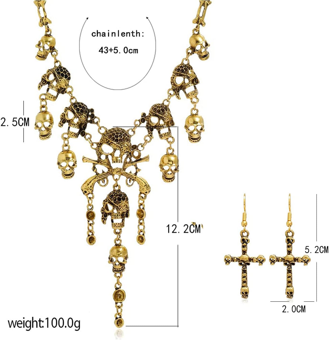 Pirate Accessories for Women，Pirate Jewelry Necklace Bracelet Ring Earring Set Costume Women Steam Punk Fashion Women Steampunk Jewelry - Image 4