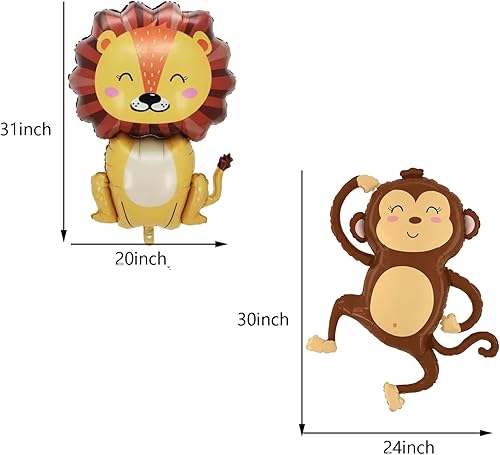Miniatura 3 de 6 globos de aluminio de animales de la selva, globos gigantes de papel de aluminio para niños, safari, selva, baby shower, cumpleaños, salvaje,