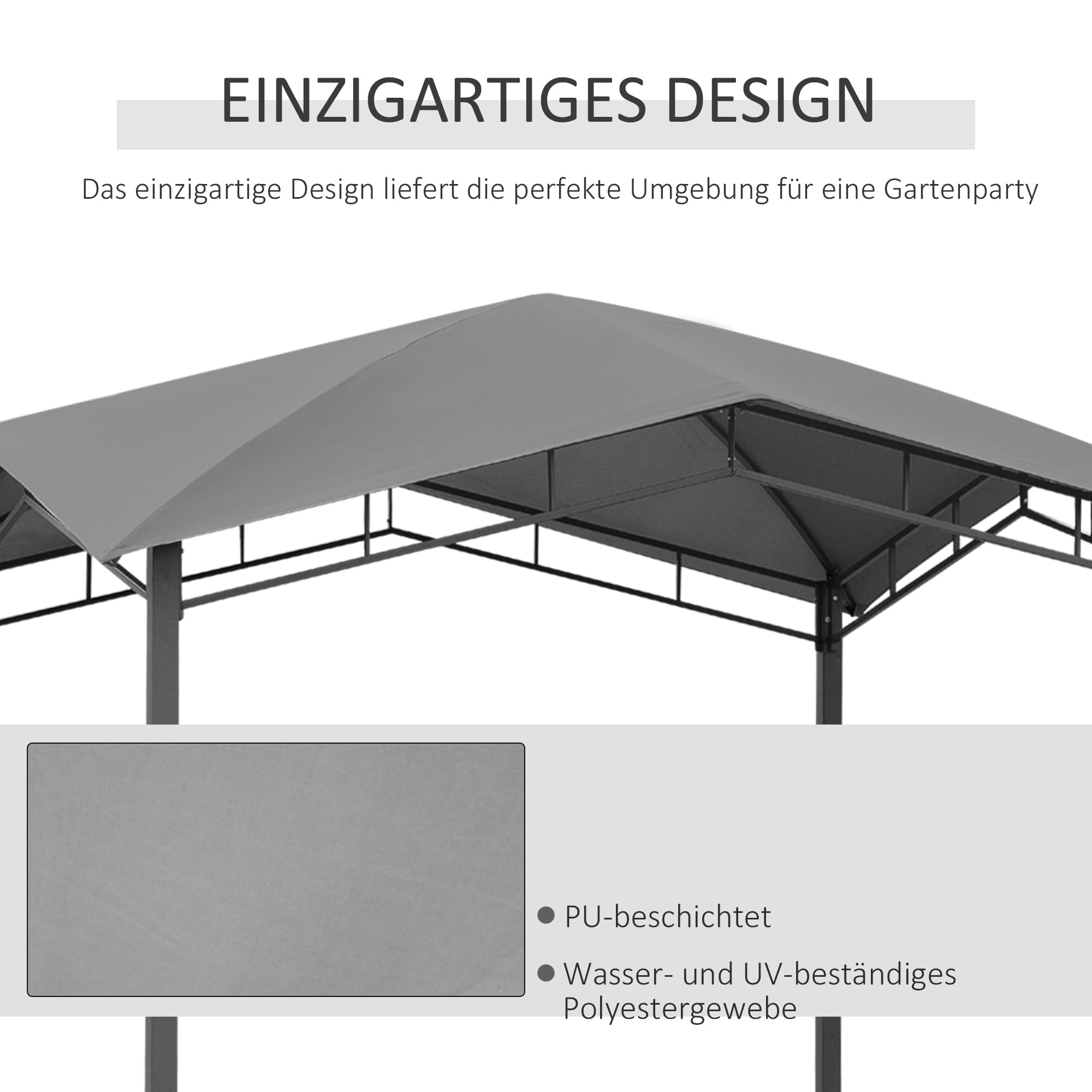 Outsunny altana ogrodowa pawilon zadaszenie ochrona przed słońcem namiot imprezowy altanka metal + poliester kolor szary 3 x 3 m