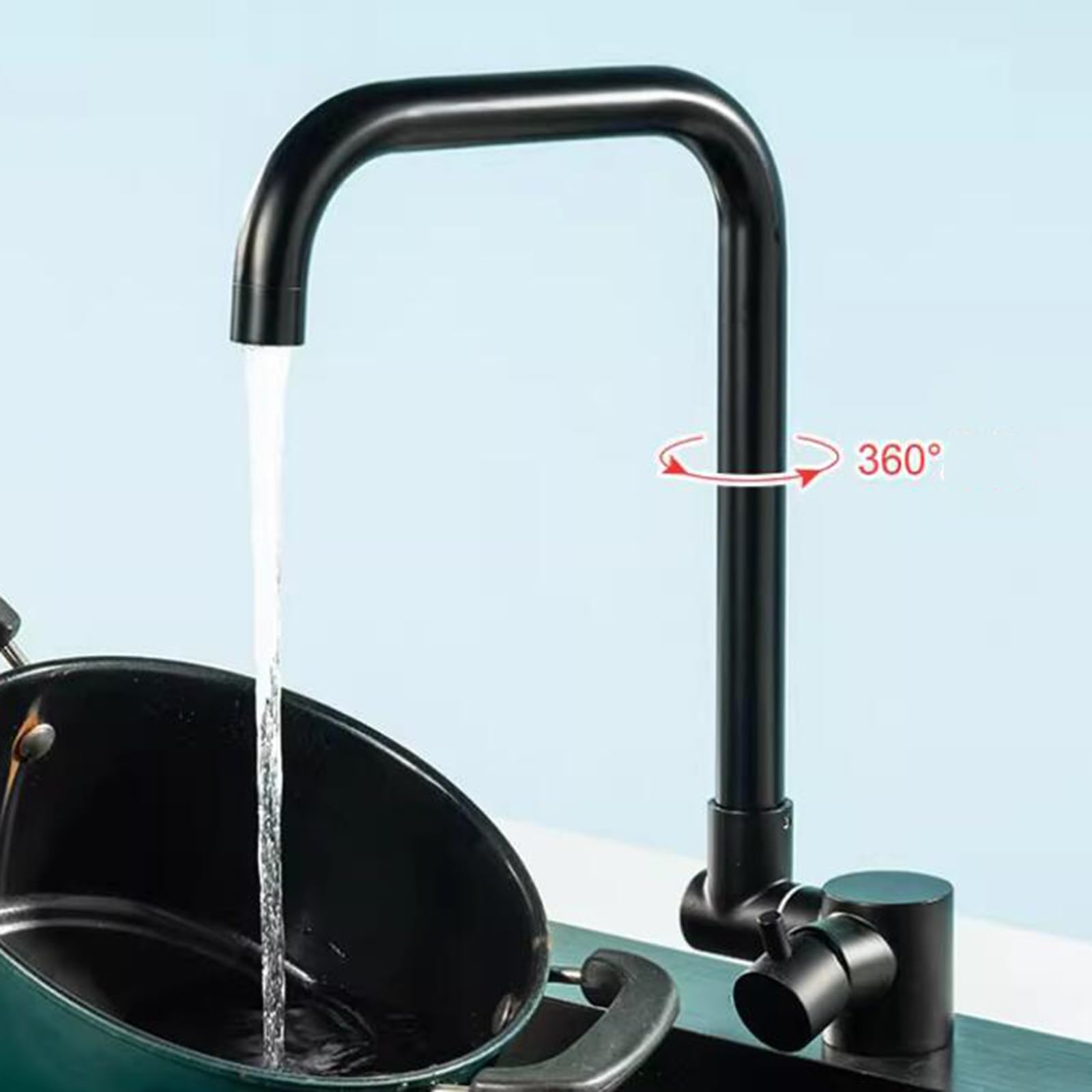 Grifo Mezclador Moderno para Cocina y baño, Plegable bajo la Ventana, de Acero Inoxidable, para Agua fría y Caliente, Monomando Giratorio Plegable, Color Negro.