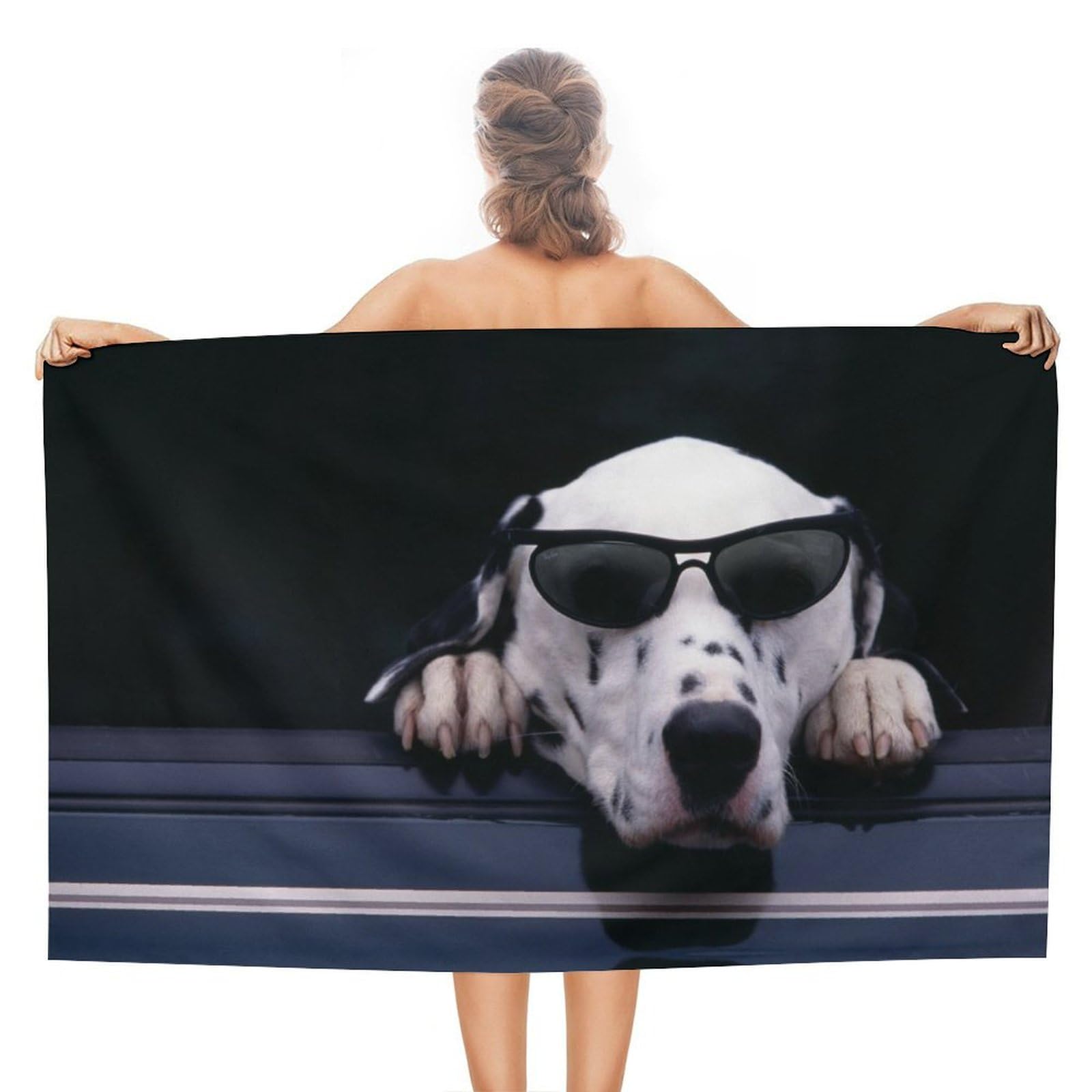 LWORZIIB Beach Towel, Dalmatian Bath Towel, Absorbent Towel for Swimming, Sports, Travel