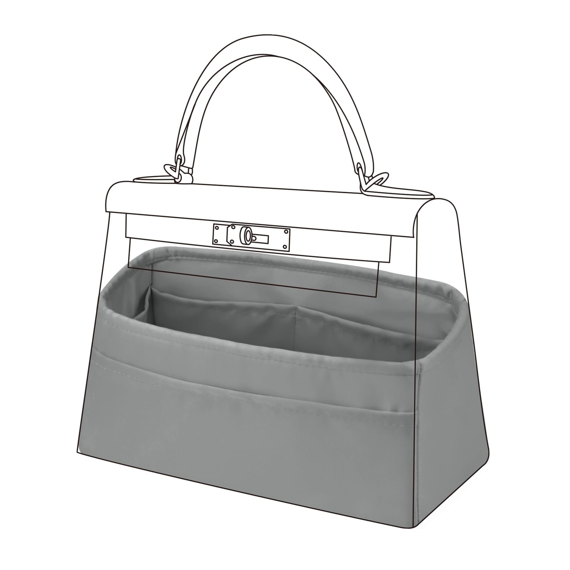 DGAZ Bag Organizer Insert For Kelly pochette/mini II /20/25/28/32/35/40/42/45 Bags, Silk Purse Organizer, Simplicity Handbag & Tote Organizer(Pearl