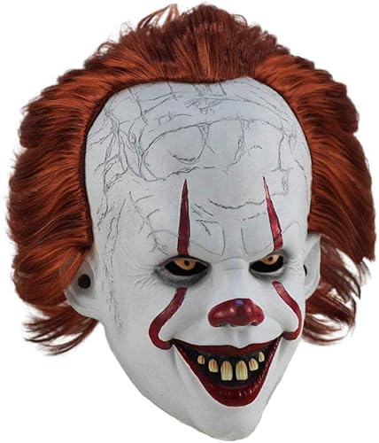 Máscara de payaso de Halloween, máscara de TI aterradora con luz LED, máscaras de látex espeluznantes de Halloween para disfraz de cosplay
