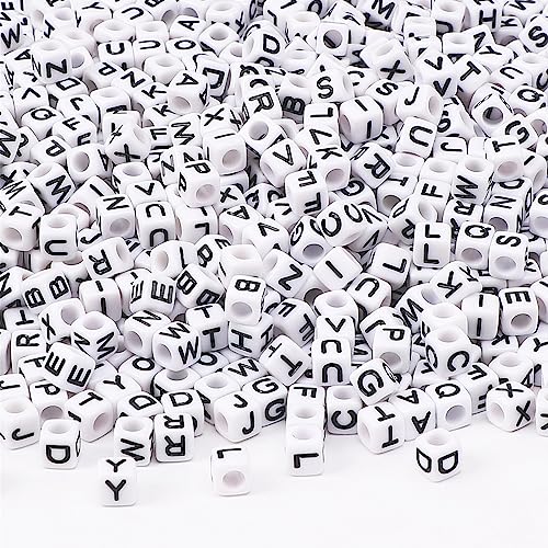 Augshy 1400pcs Square Acrylic Alphabet Beads for DIY Jewelry Making