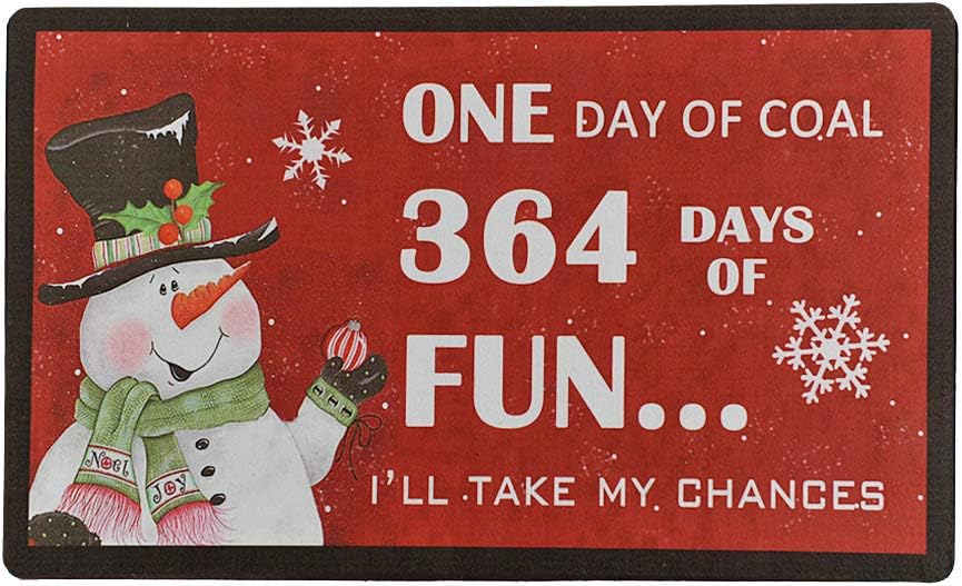 Merry Christmas Doormat Snowman Holiday Door Mats Decorative Welcome Mat Outdoor Indoor Entrance Front Door Winter Seasonal Floor Mats Xmas Entryway Rugs Non Slip 17.3X29 Inches(Blue)