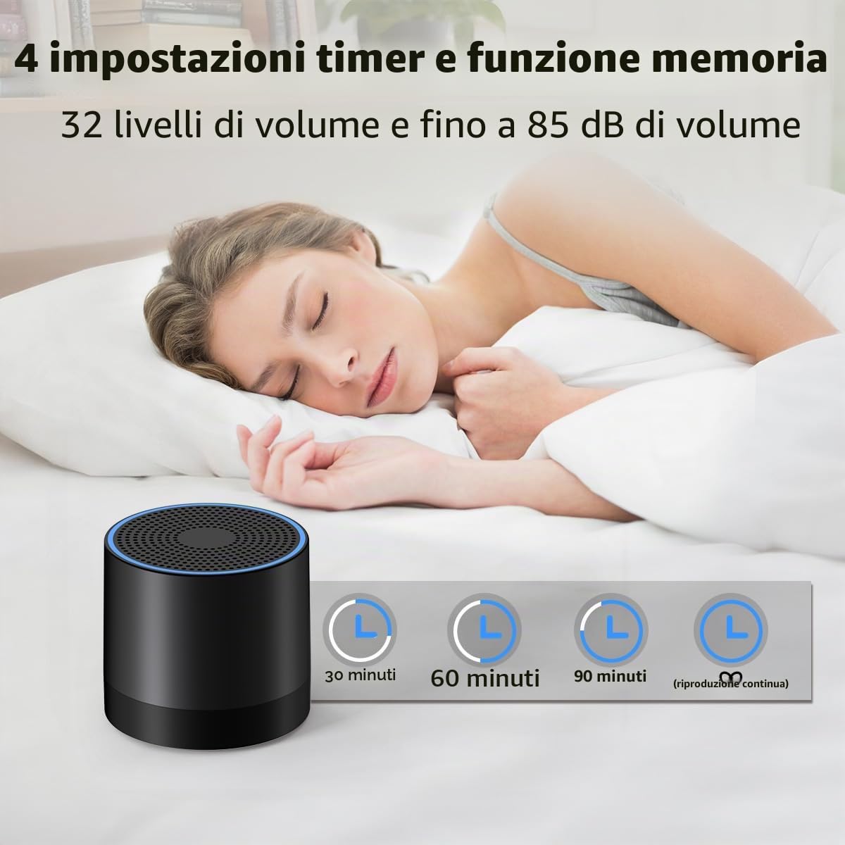 Sound Machine White Noise Machine 30 Suoni non looping 4 timer Volume regolabile Funzione di memoria Marrone Rumore Suoni Macchina per il bambino