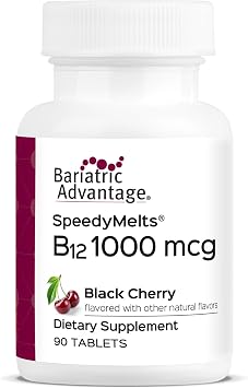 Bariatric Advantage B-12 Speedy Melts, Vitamin B12, Black Cherry, 90 Count