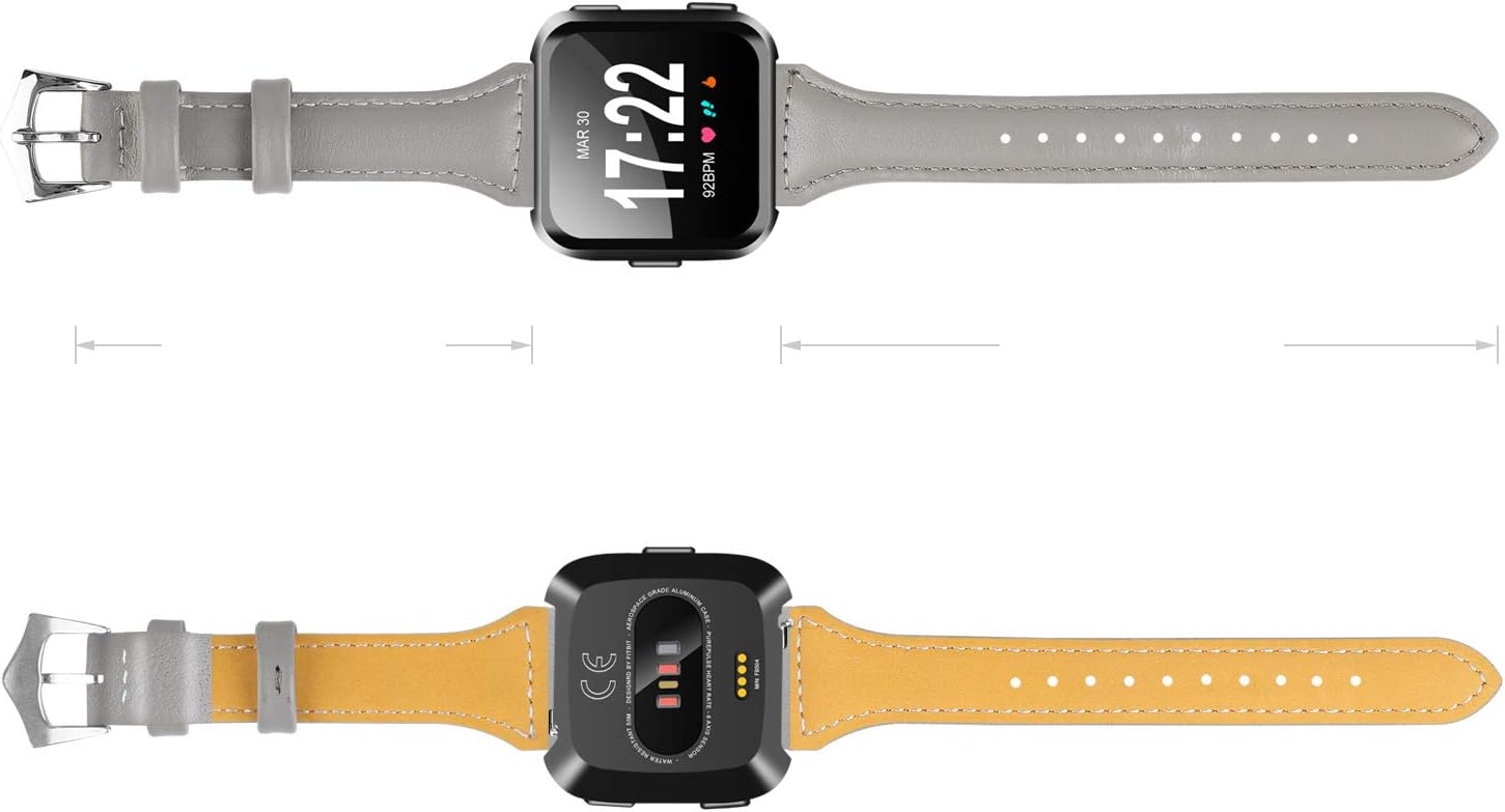 JOYOZY Genuine Leather Bands Compatible with Fitbit Versa &New Fitbit Versa Lite Smartwatch,Replacement for Accessories Fitness Strap Women Men(5.5" - 7.8")