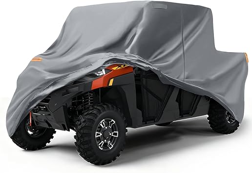 Waterproof UTV Cover Compatible with Polaris Ranger 4 Seaters, 6 Layers All Weather Cover with Air Vents, Door Zipper and Windproof Buckles and Bands for Rain Snow Dust Protection
