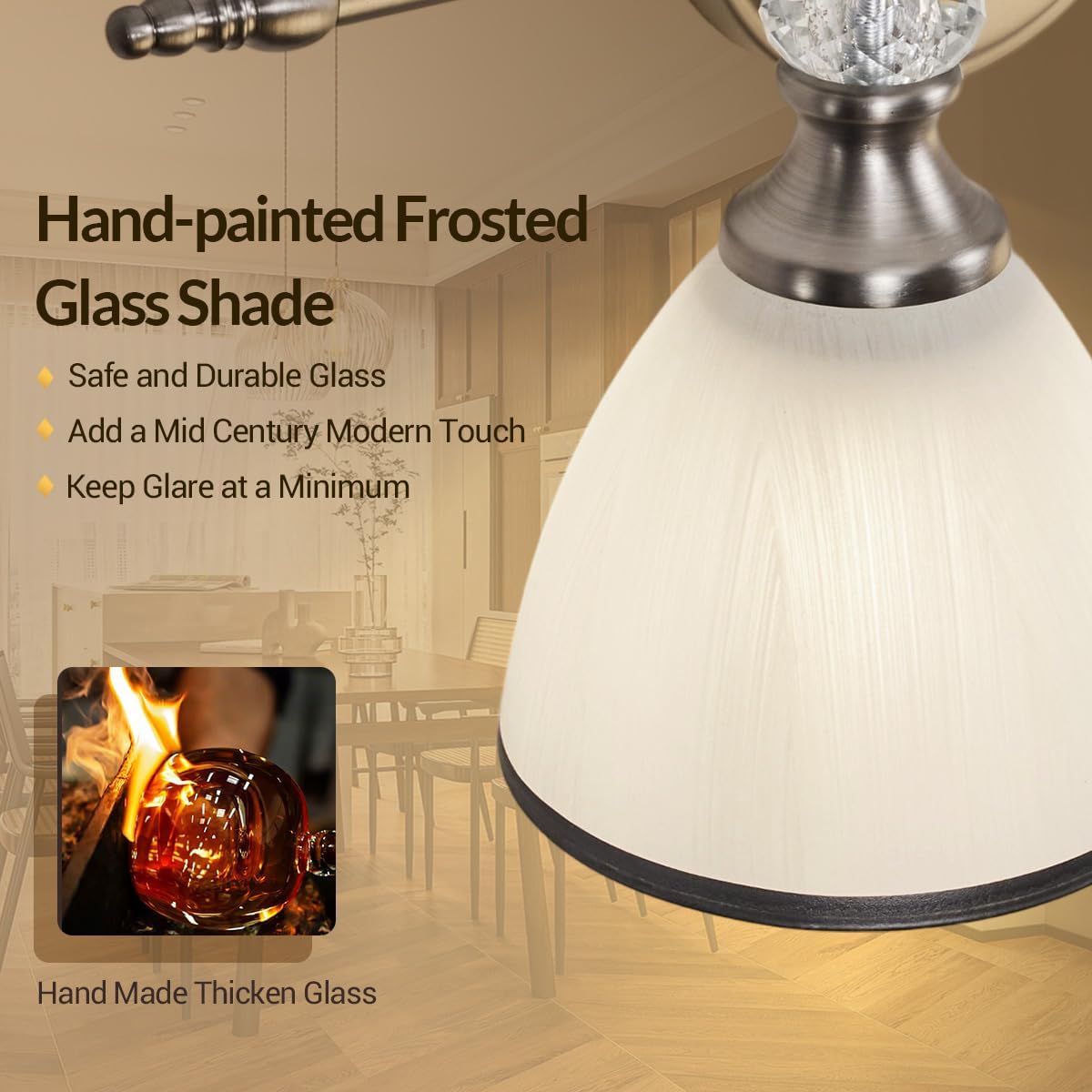 ANDY STAR Brushed Nickel Vanity Light, 2-Light Bathroom Light Fixtures with Milky White Bell-Shape Glass Shades, Eye-Friendly Bathroom Wall Lamp for Mirror, Kitchen, Bedroom, Hallway