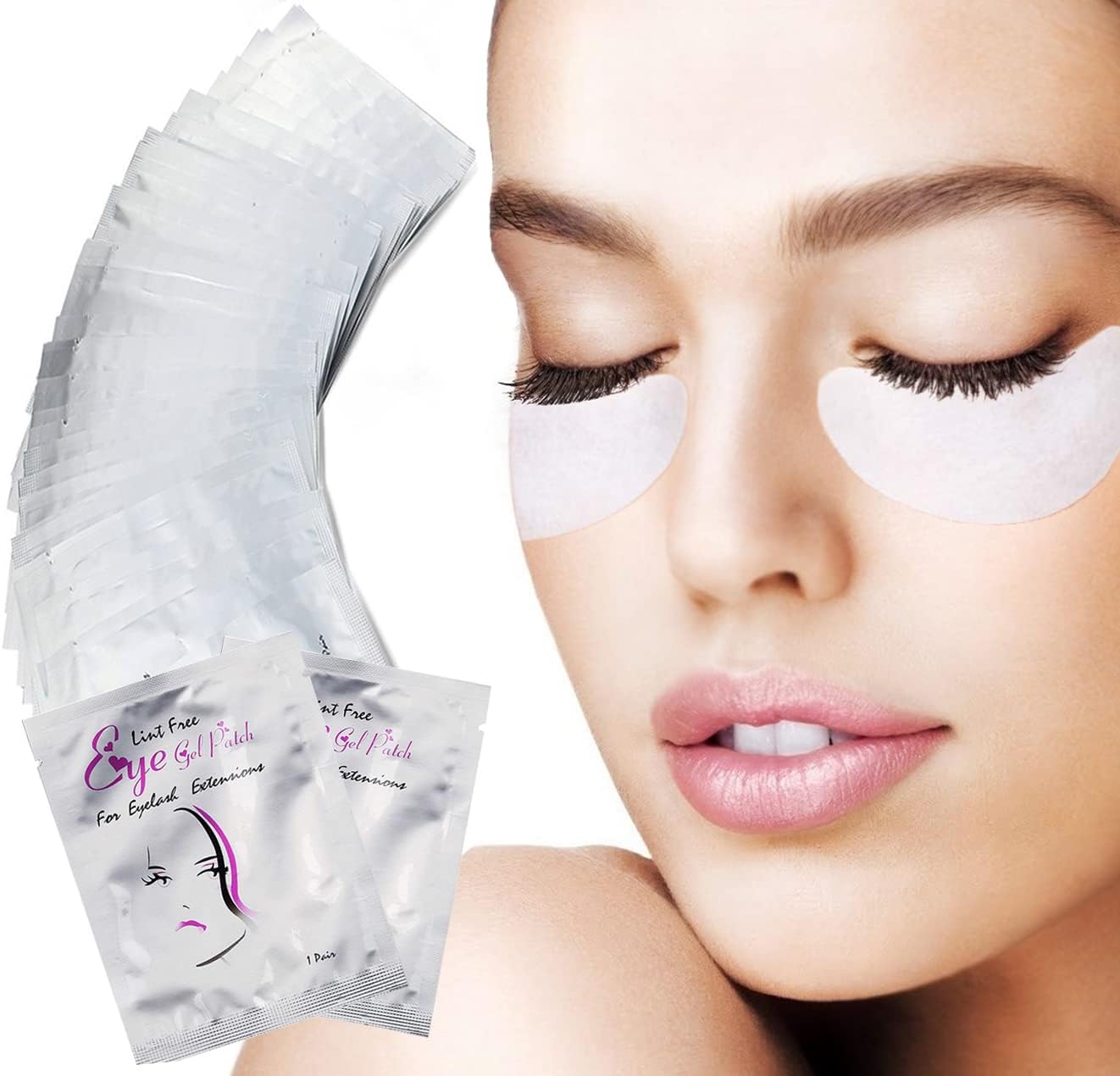 Under Eye Gel Pads, 40 Pairs Eyelash Extension Pads Lint Free Eye Lash