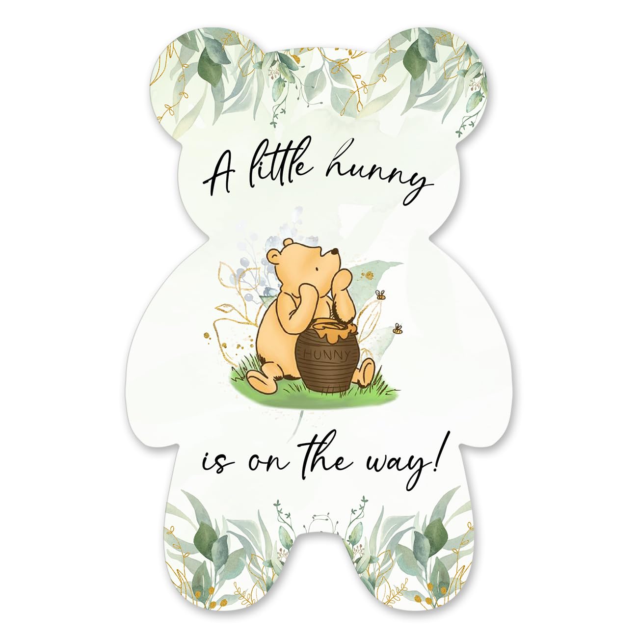 brayqu Winnie the Pooh Baby Shower Invitations a Little Hunny Is on the Way Pooh Bear Baby Shower Party Bear Shaped Invitations Fill-in Invites (20 Invitations with Envelopes)
