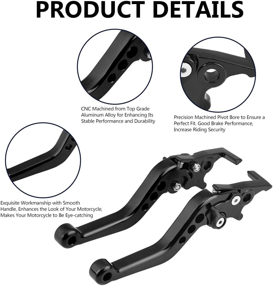 Keenso Double Disc Brake Lever, Motorcycle Modification Universal Fitment, CNC Aluminum Alloy Adjustable Design, Lightweight, for Motorcycles Scooters Electric Bikes