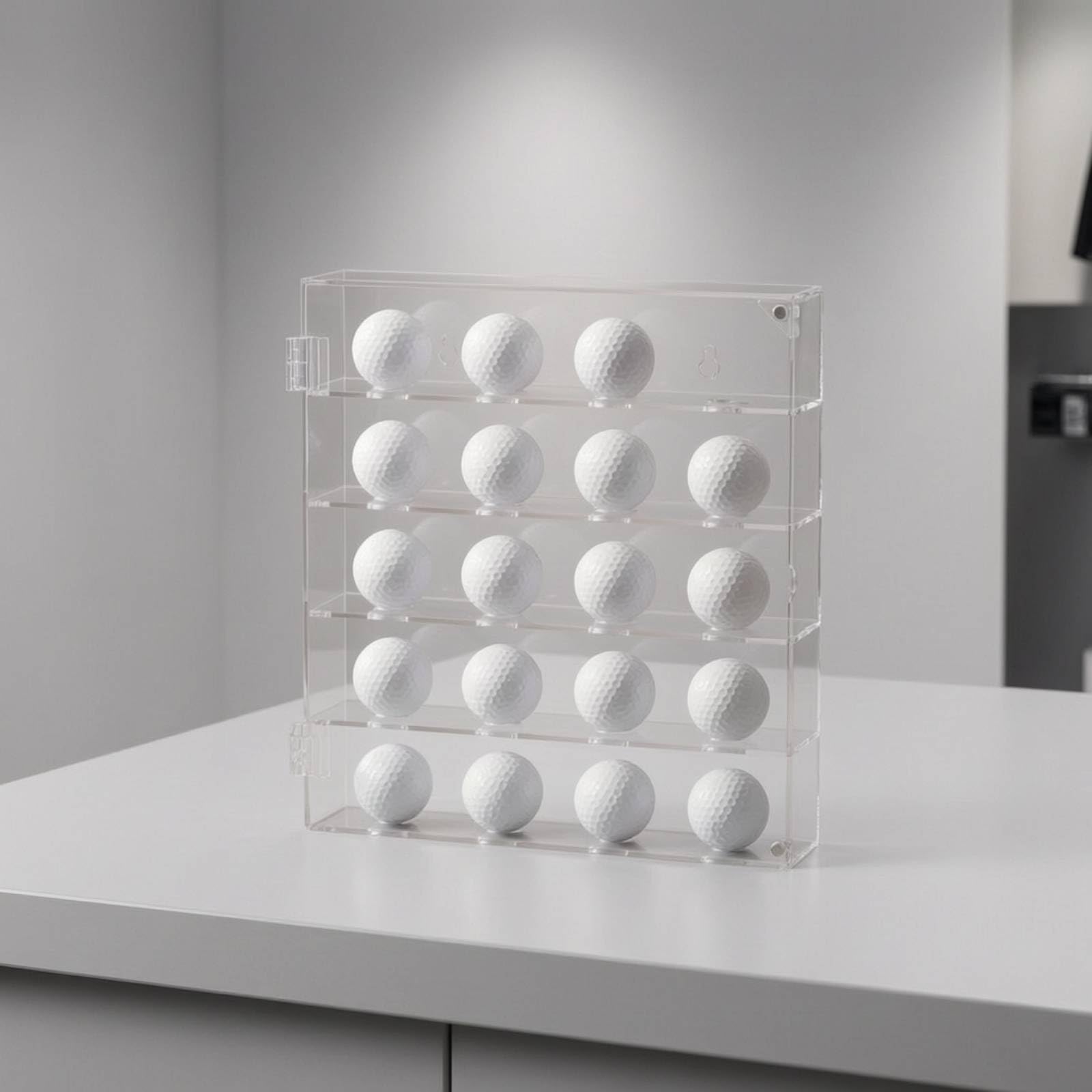 Vitrina Pelotas Golf con Montaje en Pared Transparente Vitrina Pelotas Golf Estante para Golfistas , 20 Bolas