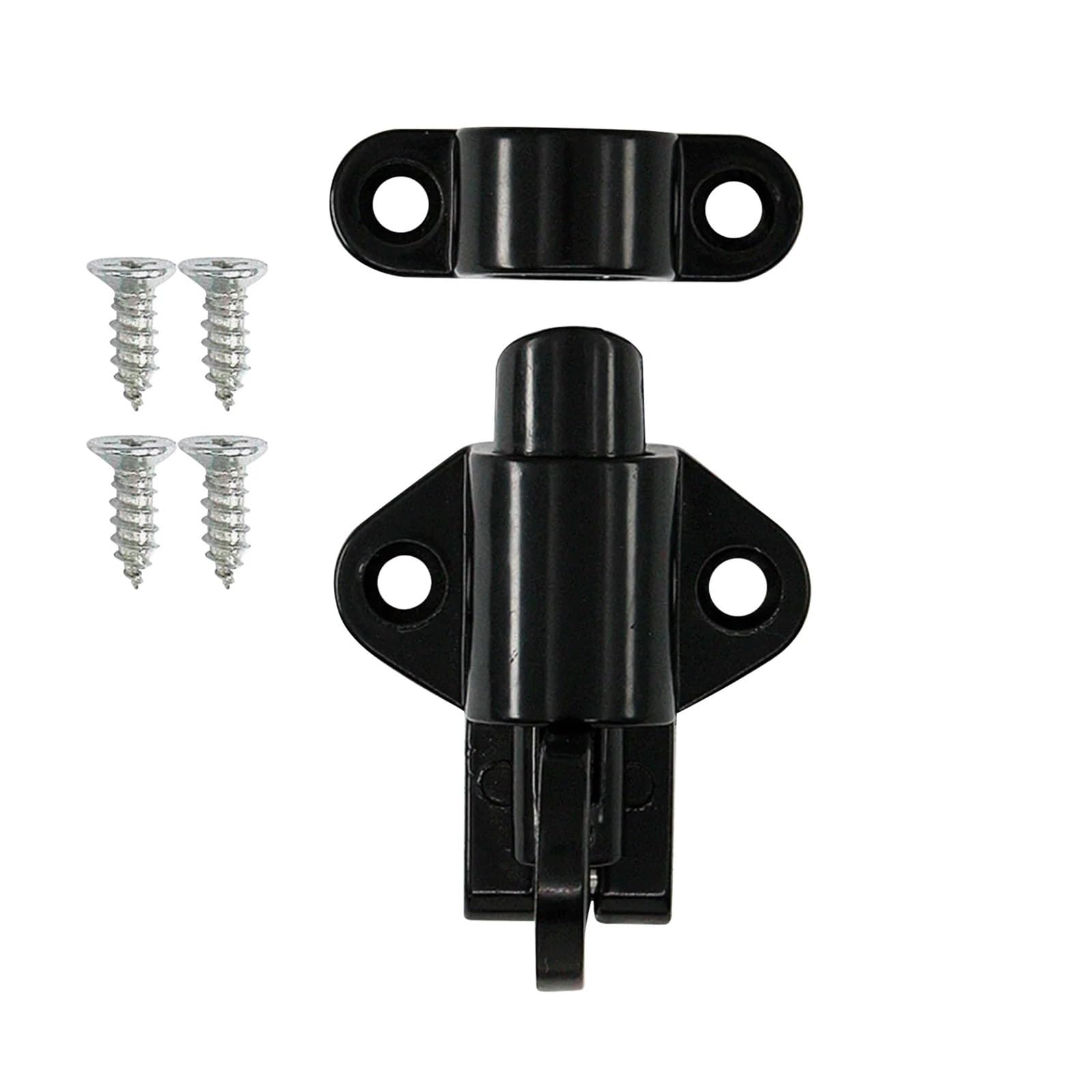 Lovssu Black Garden Gate Latch Aluminum Alloy Gate Window Security Pull Ring Spring Bounce Door Bolt Latch Lock White Silver(Black)